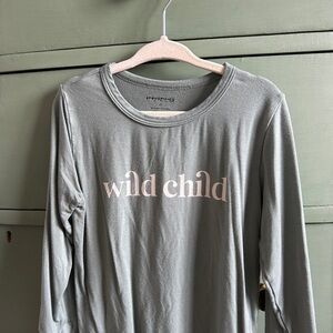 Wild Child Long Sleeve Tee - Soft Green